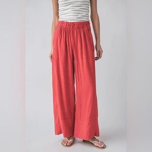 Free People Red Days End Linen Pull Up Pants